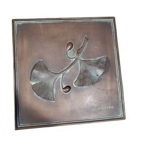 Hen Feathers Collection Bronze Leaf Wall Plaque Stem W/ 2 Leaves 8in.X8in.